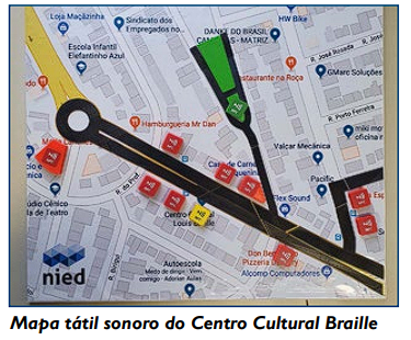Mapa tátil sonoro do Centro Cultural Braille