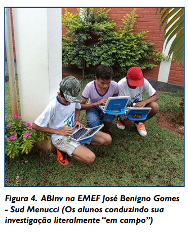 Figura 4. ABInv na EMEF José Benigno Gomes - Sud Menucci (Os alunos conduzindo sua investigação literalmente “em campo”)