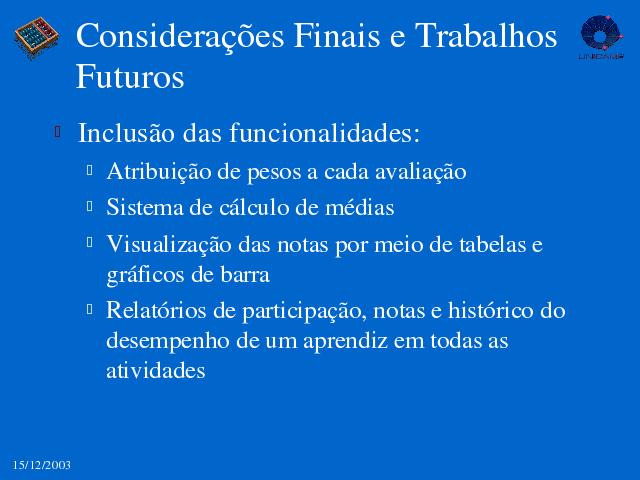 Considerações Finais e Trabalhos Futuros